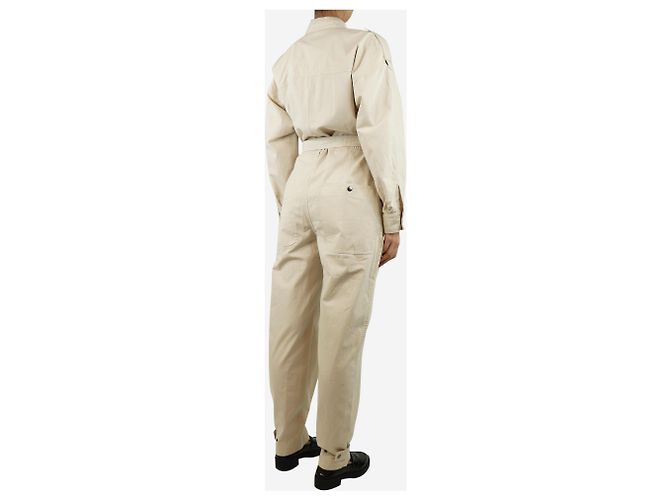 Isabel Marant Etoile Mono de algodón con cinturón Ivory Ruthel - talla UK 10 - vista 2