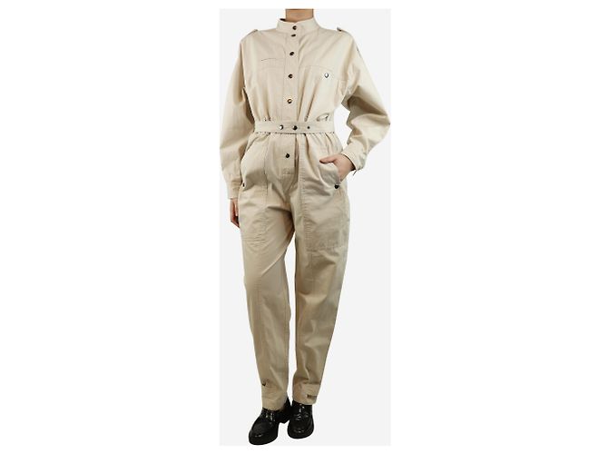 Isabel Marant Etoile Mono de algodón con cinturón Ivory Ruthel - talla UK 10 - vista 3