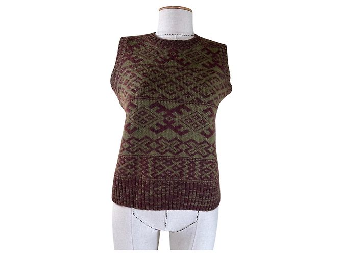 Soeur Virgo Ärmellose Weste Jacquard Wollmischung Pflaume Khaki Mehrfarben - Ansicht 3