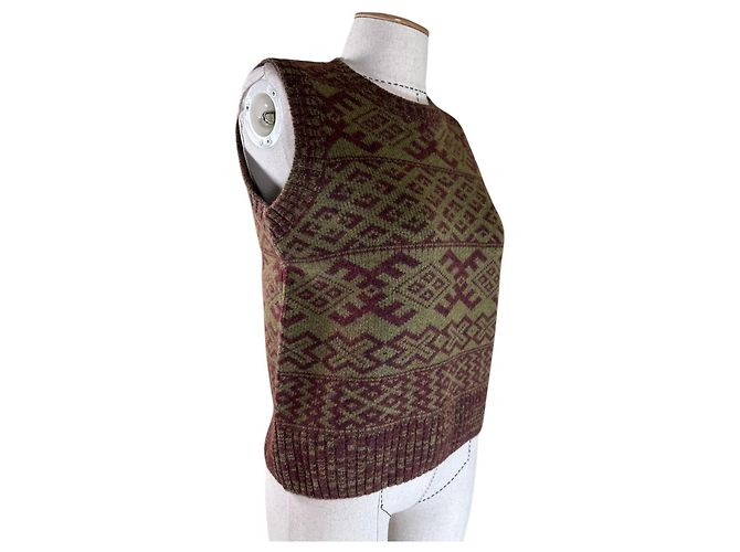 Soeur Virgo Ärmellose Weste Jacquard Wollmischung Pflaume Khaki Mehrfarben - Ansicht 4