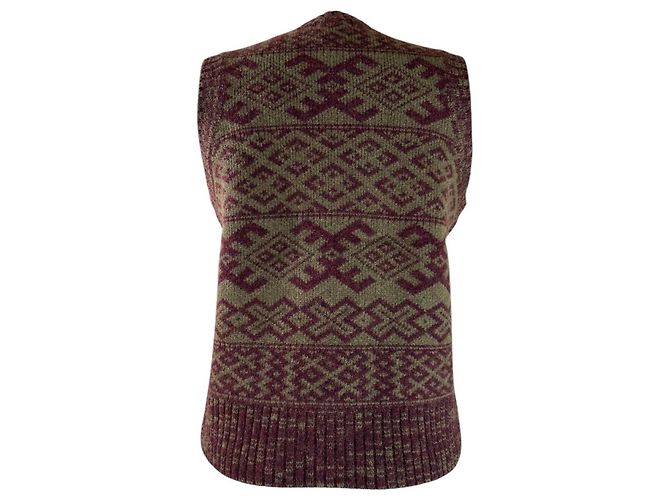 Soeur Virgo Ärmellose Weste Jacquard Wollmischung Pflaume Khaki Mehrfarben - Ansicht 5