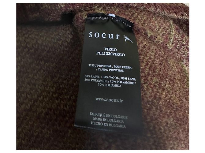 Soeur Virgo Ärmellose Weste Jacquard Wollmischung Pflaume Khaki Mehrfarben - Ansicht 7