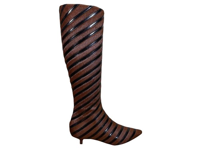 Botas Sonia Rykiel de salto kitten listradas em pelo de pônei Multicor - vista 2