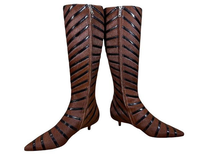 Botas Sonia Rykiel de salto kitten listradas em pelo de pônei Multicor - vista 3