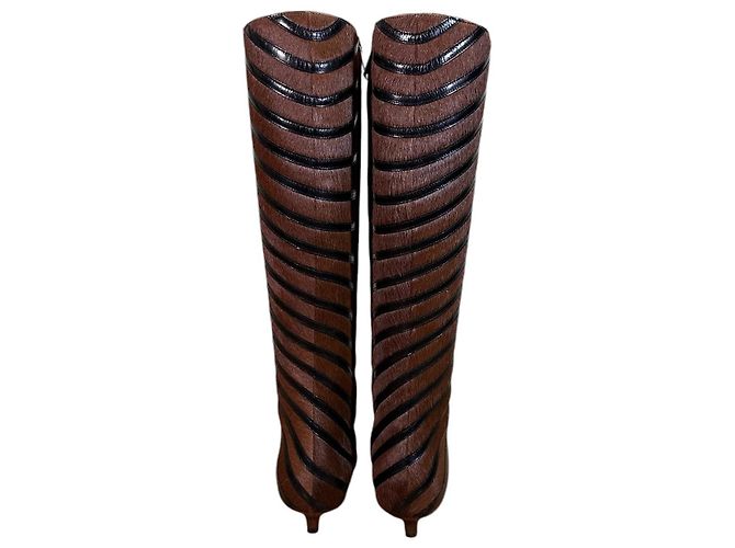 Botas Sonia Rykiel de salto kitten listradas em pelo de pônei Multicor - vista 4