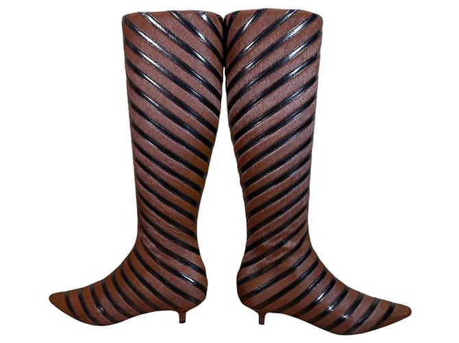Botas Sonia Rykiel de salto kitten listradas em pelo de pônei Multicor - vista 6