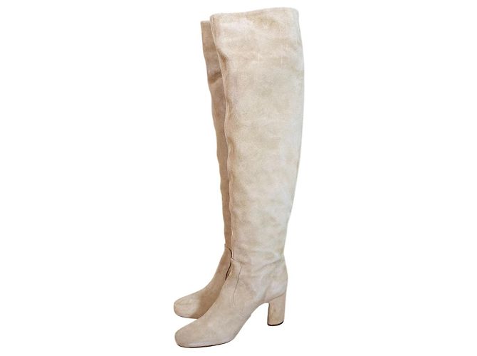 Bottes Rouje Violetta en daim et cuir Cappuccino Beige - vue 2