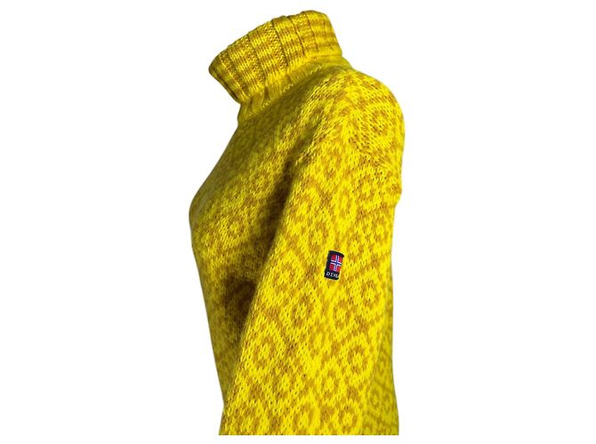 Autre Marque Devold of Norway Svalbard Pullover Hoher Kragen Cyber Arrowwood Gelb - Ansicht 4