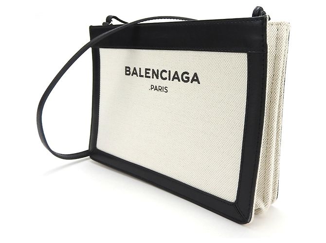Borsa a spalla Pochette Balenciaga nera e avorio Nero Crudo - vista 2