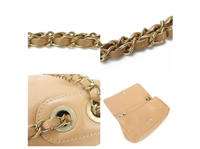 Sac à main en cuir beige Chanel - vue 10