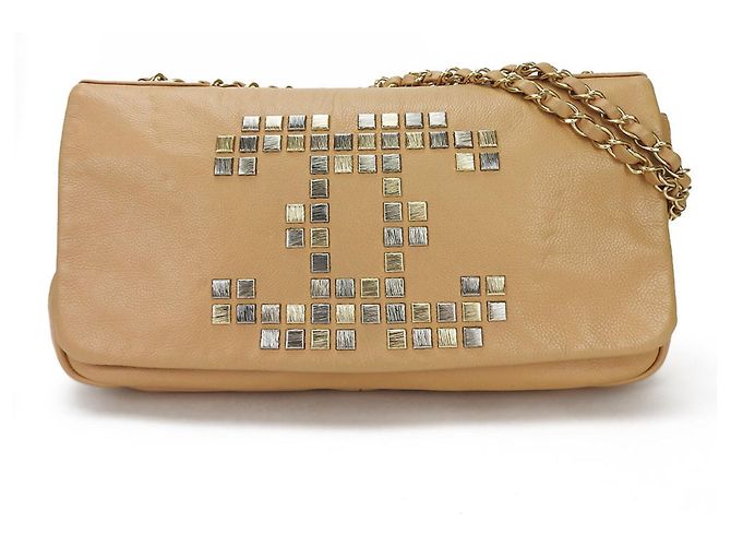 Sac à main en cuir beige Chanel - vue 12