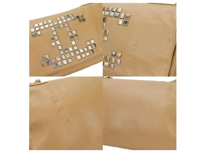 Sac à main en cuir beige Chanel - vue 7