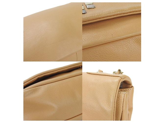 Sac à main en cuir beige Chanel - vue 8