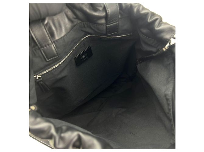 Fendi Canvas- und Leder-Rucksack Schwarz Beige - Ansicht 3