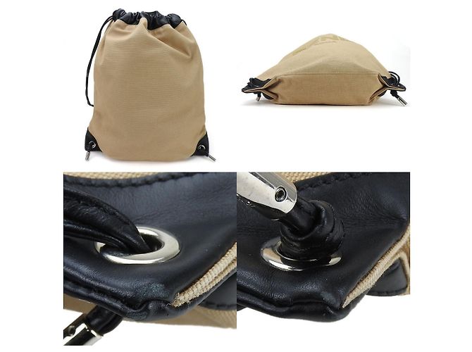 Fendi Canvas- und Leder-Rucksack Schwarz Beige - Ansicht 4