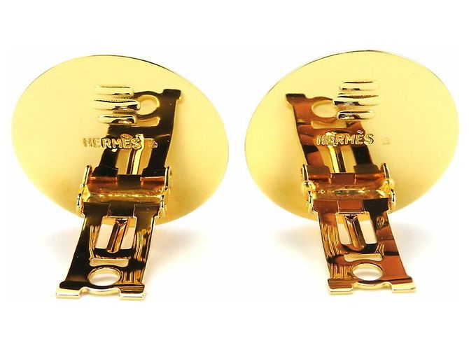 Hermès Orecchini a clip in cloisonné oro e giallo Hermes D'oro - vista 3