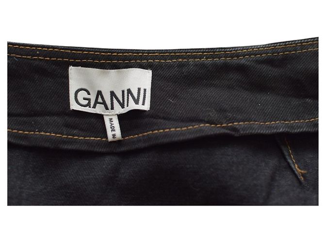 Gonna mini wrap in denim Ganni motivo zebra grigio scuro taglia 36 Grigio antracite - vista 3