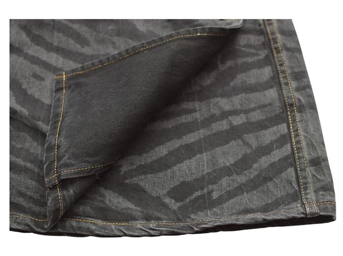 Gonna mini wrap in denim Ganni motivo zebra grigio scuro taglia 36 Grigio antracite - vista 7