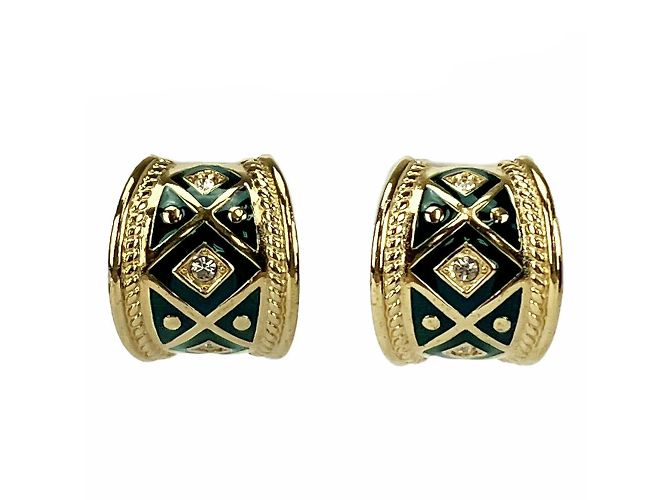 Orecchini a clip oro e verde Burberry - vista 9