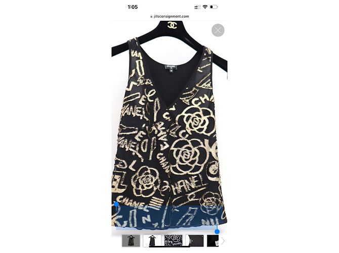 Top Chanel con Logo Graffiti in Cotone Nero - vista 7