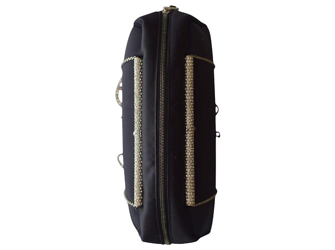 Gianni Versace Borsa in satin nero con cristalli - vista 11