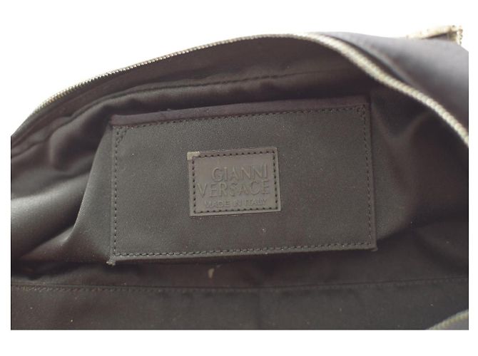 Gianni Versace Borsa in satin nero con cristalli - vista 12