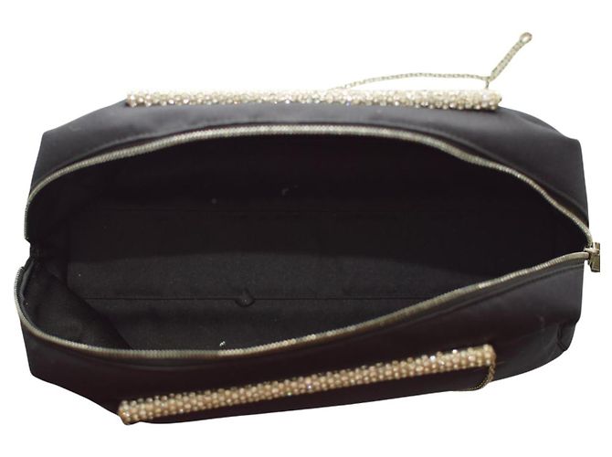 Gianni Versace Borsa in satin nero con cristalli - vista 13