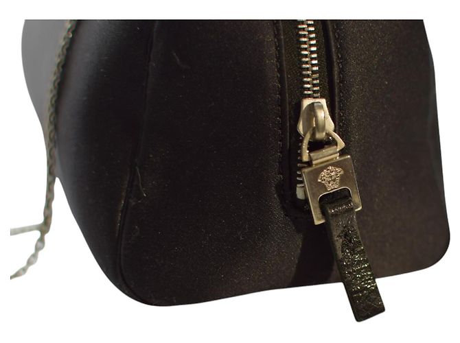Gianni Versace Borsa in satin nero con cristalli - vista 14