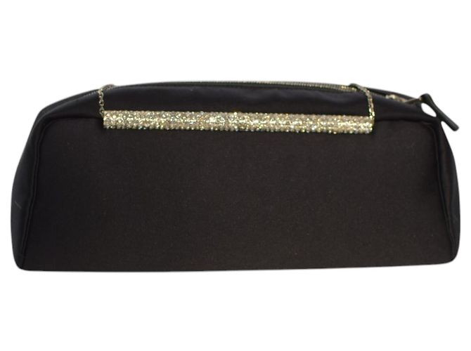 Gianni Versace Borsa in satin nero con cristalli - vista 2