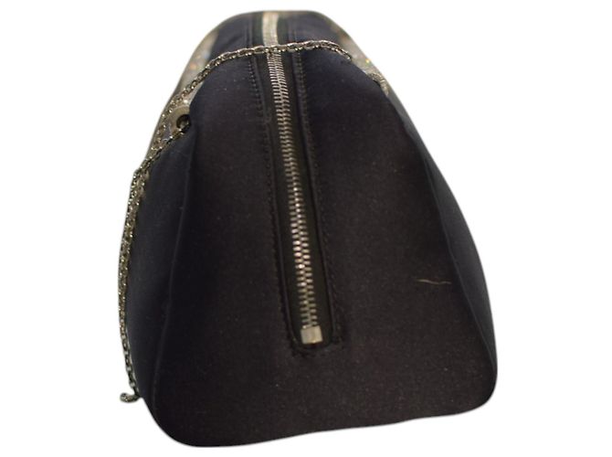 Gianni Versace Borsa in satin nero con cristalli - vista 4