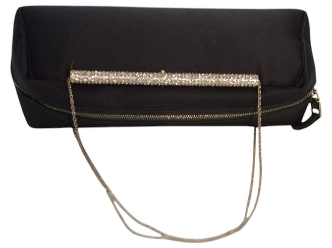 Gianni Versace Borsa in satin nero con cristalli - vista 5