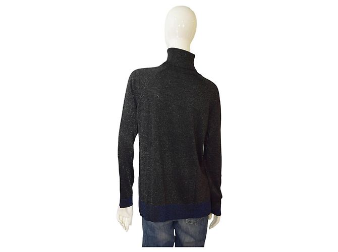 Karl Lagerfeld Top nero glitterato col alto maniche lunghe S - vista 2