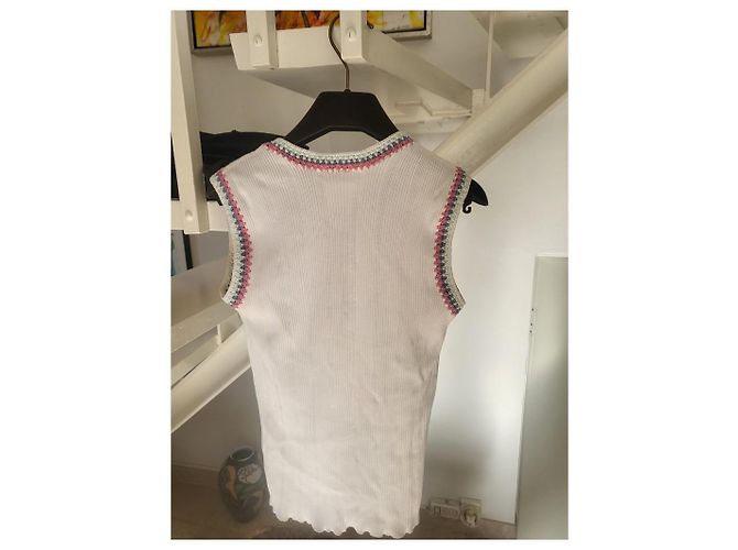 Top Chanel Cambon de algodón blanco - vista 3