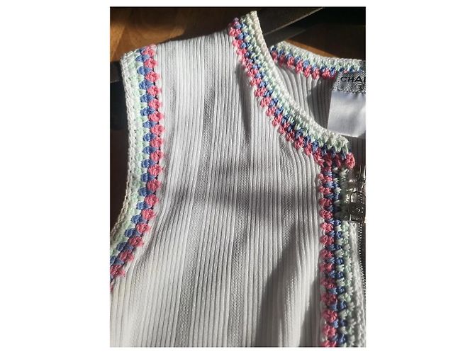 Top Chanel Cambon de algodón blanco - vista 5