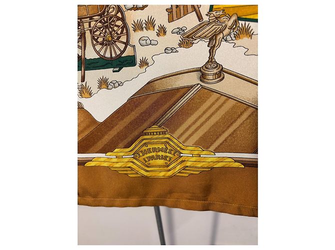 Hermès Camicia Hermés in Seta - Automobile Multicolore D'oro Verde Marrone chiaro - vista 4
