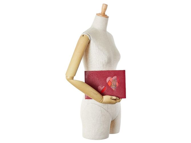 Silk In Borsa Clutch in seta Petite H di Hermès a forma di cuore Rosso Bordò - vista 6
