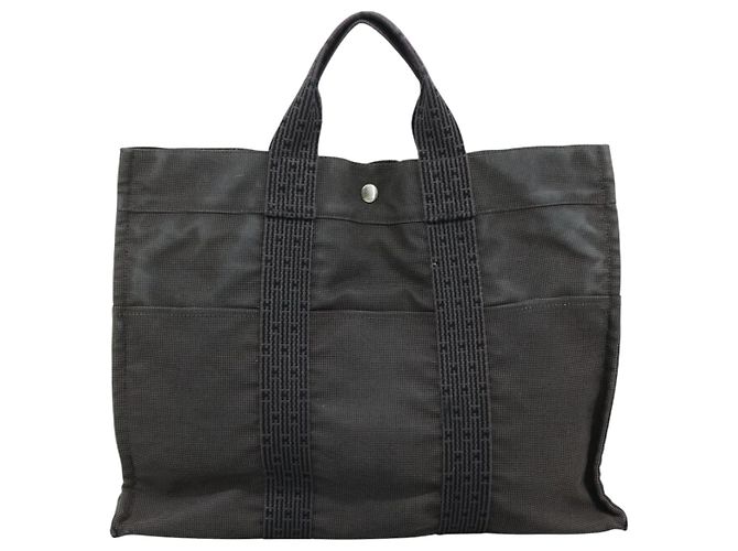 Hermès HERMES Handtasche Her Line MM Canvas Grau Silber Auth bs21952 Braun - Ansicht 13
