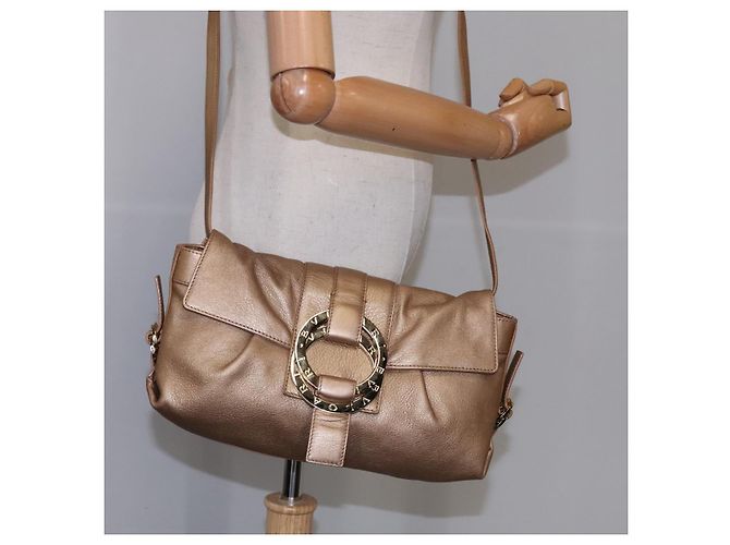 Bulgari Borsa a spalla BVLGARI Chandra in pelle bronzo Auth am7552 - vista 22