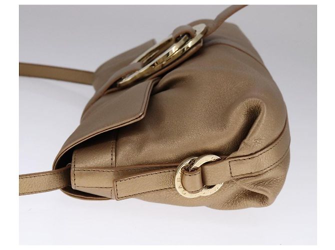 Bulgari Borsa a spalla BVLGARI Chandra in pelle bronzo Auth am7552 - vista 3