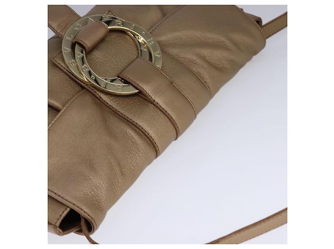 Bulgari Borsa a spalla BVLGARI Chandra in pelle bronzo Auth am7552 - vista 6