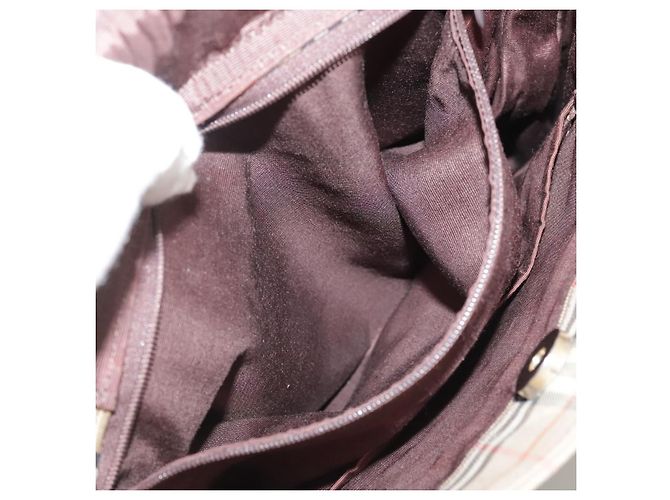 Borsa tote in tela e pelle Burberry Nova Check beige marrone scuro oro Auth 111205 D'oro - vista 20