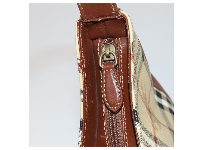 Borsa a Spalla Burberry Nova Check in Pelle PVC Beige Auth yk16862 - vista 10