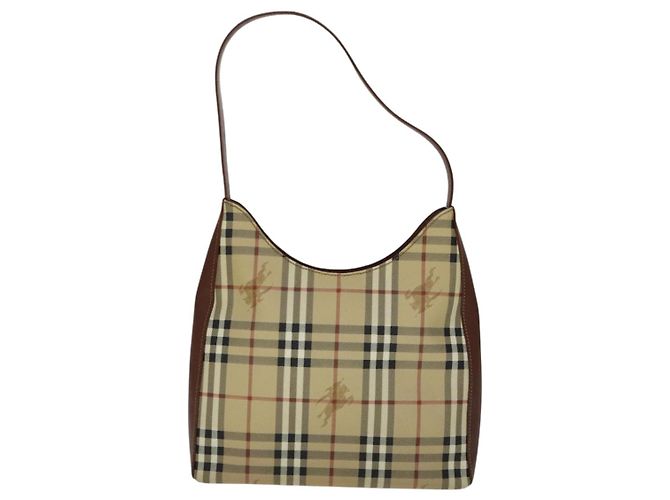 Borsa a Spalla Burberry Nova Check in Pelle PVC Beige Auth yk16862 - vista 2