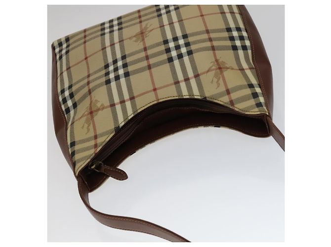 Borsa a Spalla Burberry Nova Check in Pelle PVC Beige Auth yk16862 - vista 6
