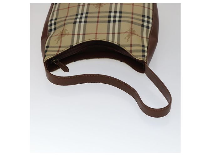 Borsa a Spalla Burberry Nova Check in Pelle PVC Beige Auth yk16862 - vista 7