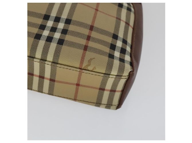 Borsa a Spalla Burberry Nova Check in Pelle PVC Beige Auth yk16862 - vista 9