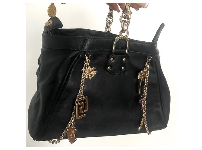 Pochette Versace For H&M in pelle nera con catene dorate Nero - vista 10