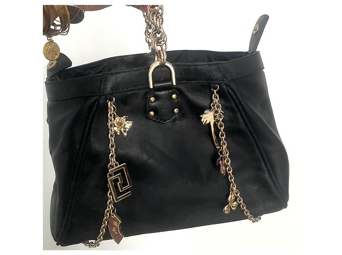 Pochette Versace For H&M in pelle nera con catene dorate Nero - vista 11