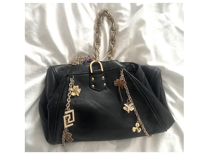 Pochette Versace For H&M in pelle nera con catene dorate Nero - vista 2