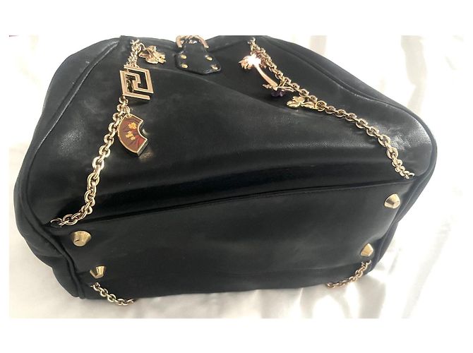 Pochette Versace For H&M in pelle nera con catene dorate Nero - vista 5